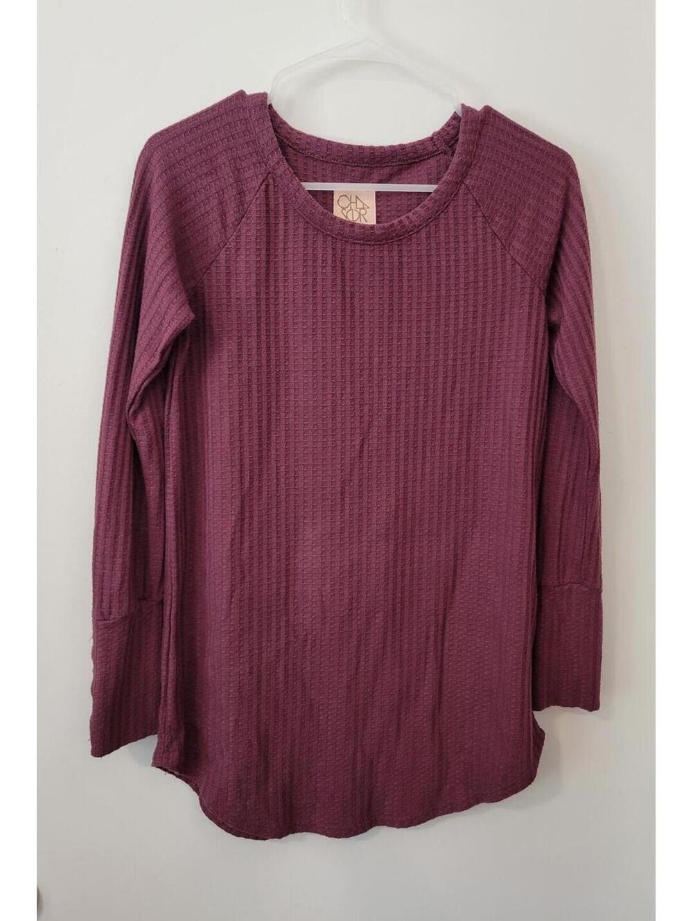 Chaser Women's Long Sleeve Waffle Knit Shirt